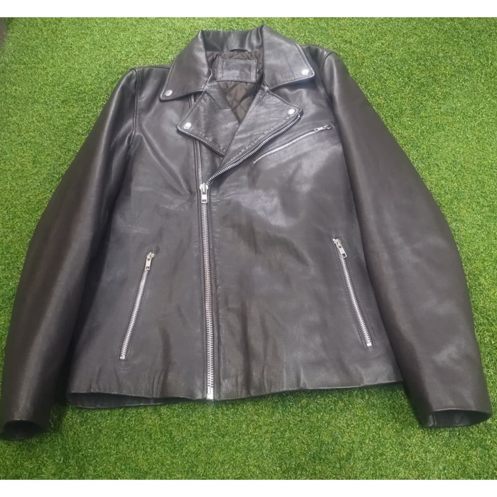 Asos Motorcycle Leather Jacket Women M Burgundy Genuine Leather Asymmetrical Zip